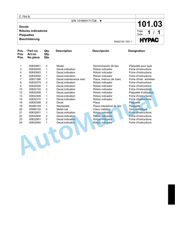 Bomag C 754 B Tandem Vibratory Roller Spare Parts Catalogue 00818389 3 Bomag C 754 B Tandem Vibratory Roller Spare Parts Catalogue 00818389-3