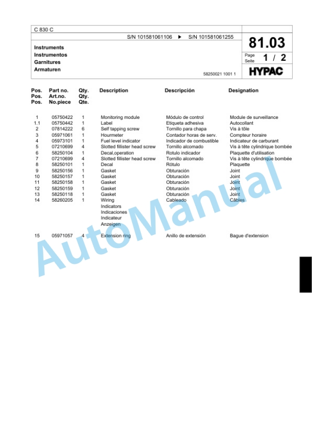 Bomag C 830 C Single Drum Wheel Drive Vibratory Roller Spare Parts Catalogue 00817586 2 Bomag C 830 C Single Drum Wheel Drive Vibratory Roller Spare Parts Catalogue 00817586-2