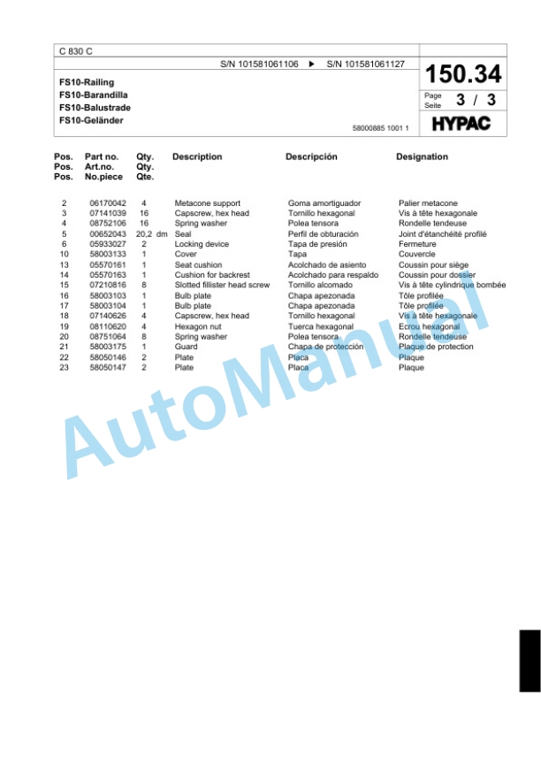 Bomag C 830 C Single Drum Wheel Drive Vibratory Roller Spare Parts Catalogue 00817586 4 Bomag C 830 C Single Drum Wheel Drive Vibratory Roller Spare Parts Catalogue 00817586-4