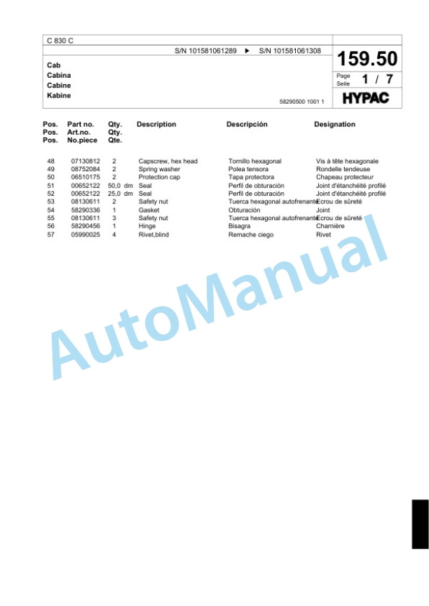 Bomag C 830 C Single Drum Wheel Drive Vibratory Roller Spare Parts Catalogue 00817586 5 Bomag C 830 C Single Drum Wheel Drive Vibratory Roller Spare Parts Catalogue 00817586-5