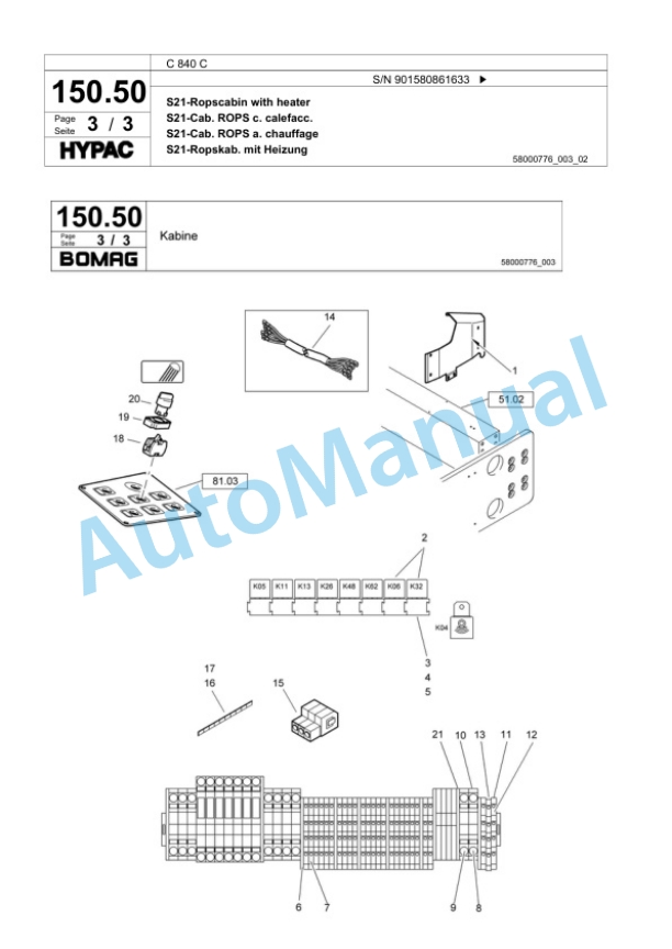 Bomag C 840 C Single Drum Wheel Drive Vibratory Roller Spare Parts Catalogue 00817649 5 Bomag C 840 C Single Drum Wheel Drive Vibratory Roller Spare Parts Catalogue 00817649-5