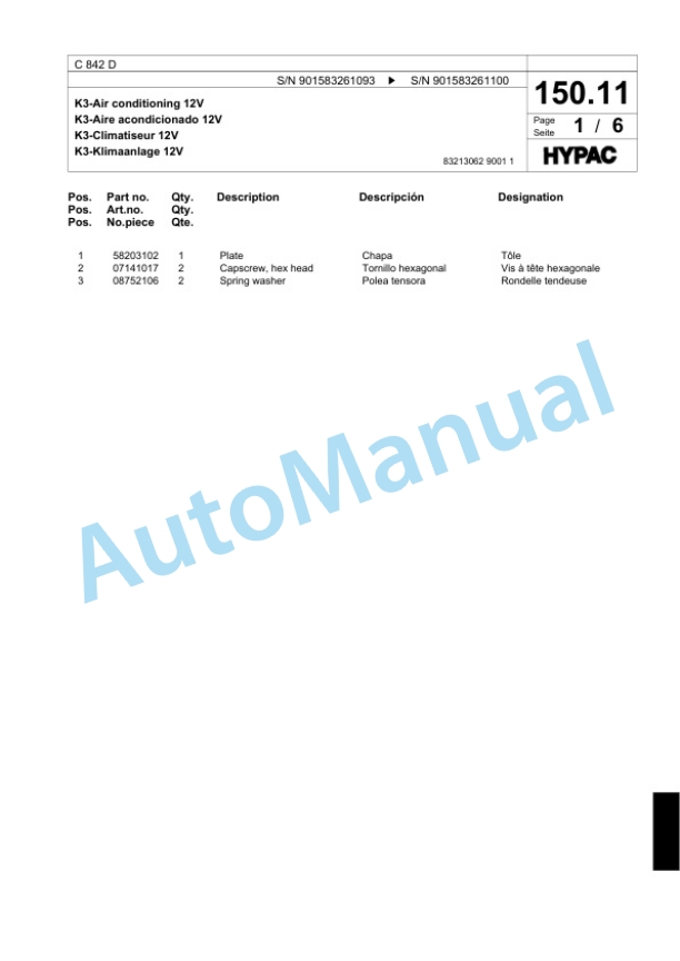 Bomag C 842 D Single Drum Wheel Drive Vibratory Roller Spare Parts Catalogue 00818417 4 Bomag C 842 D Single Drum Wheel Drive Vibratory Roller Spare Parts Catalogue 00818417-4