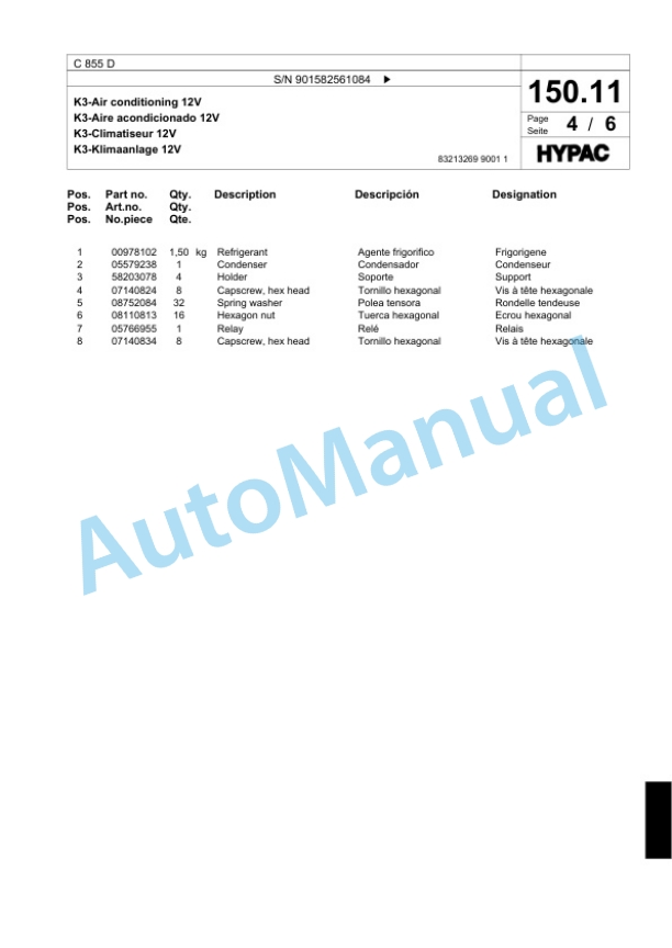 Bomag C 855 D Single Drum Wheel Drive Vibratory Roller Spare Parts Catalogue 00818419 3 Bomag C 855 D Single Drum Wheel Drive Vibratory Roller Spare Parts Catalogue 00818419-3