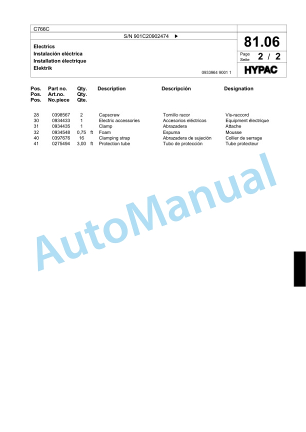 Bomag C766C Tandem Vibratory Roller Spare Parts Catalogue 00817879-4