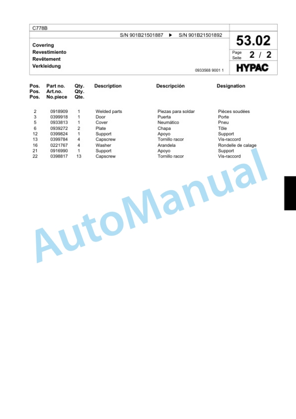 Bomag C778B Tandem Vibratory Roller Spare Parts Catalogue 00817881 2 Bomag C778B Tandem Vibratory Roller Spare Parts Catalogue 00817881-2