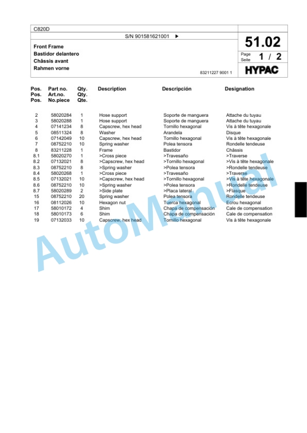 Bomag C820D Single Drum Wheel Drive Vibratory Roller Spare Parts Catalogue 00818937 2 Bomag C820D Single Drum Wheel Drive Vibratory Roller Spare Parts Catalogue 00818937-2