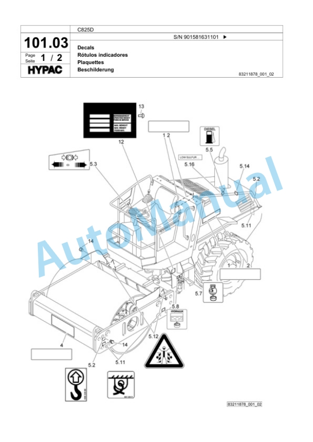 Bomag C825D Single Drum Wheel Drive Vibratory Roller Spare Parts Catalogue 00818941 5 Bomag C825D Single Drum Wheel Drive Vibratory Roller Spare Parts Catalogue 00818941-5