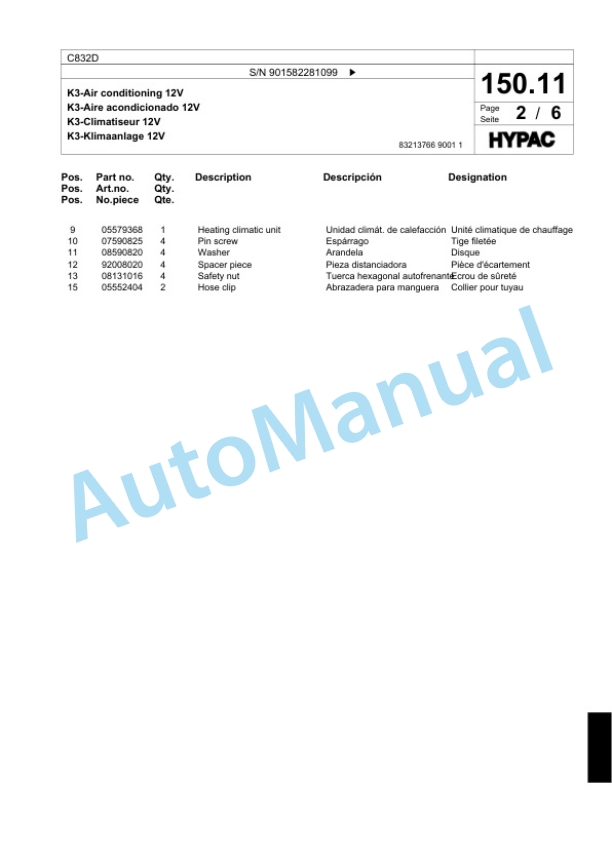 Bomag C832D Single Drum Wheel Drive Vibratory Roller Spare Parts Catalogue 00818585 3 Bomag C832D Single Drum Wheel Drive Vibratory Roller Spare Parts Catalogue 00818585-3
