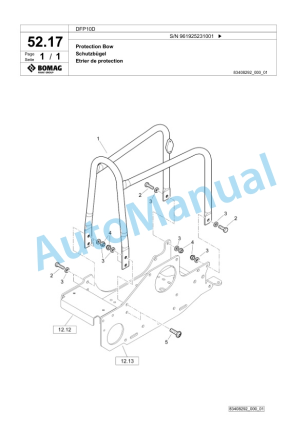 Bomag DFP10D Vibratory Plate Compactor Spare Parts Catalogue 00825757 3 Bomag DFP10D Vibratory Plate Compactor Spare Parts Catalogue 00825757-3