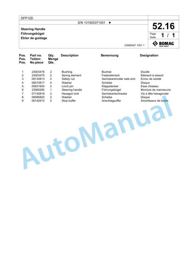Bomag DFP12D Vibratory Plate Compactor Spare Parts Catalogue 00826135 3 Bomag DFP12D Vibratory Plate Compactor Spare Parts Catalogue 00826135-3
