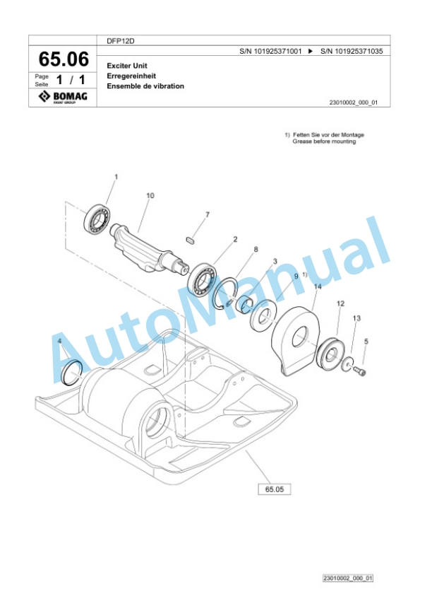 Bomag DFP12D Vibratory Plate Compactor Spare Parts Catalogue 00826135 4 Bomag DFP12D Vibratory Plate Compactor Spare Parts Catalogue 00826135-4