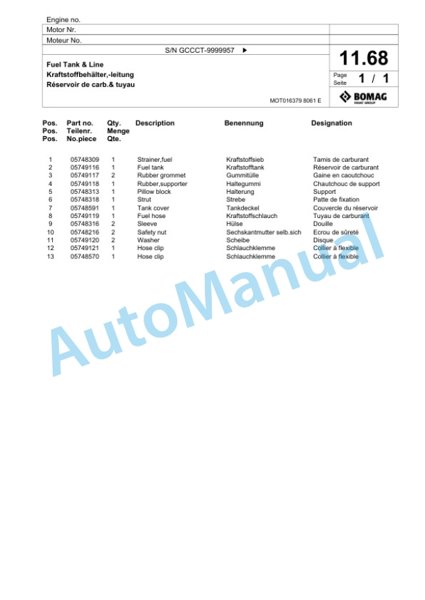 Bomag DFP5 Vibratory Plate Compactor Spare Parts Catalogue 00825745 2 Bomag DFP5 Vibratory Plate Compactor Spare Parts Catalogue 00825745-2