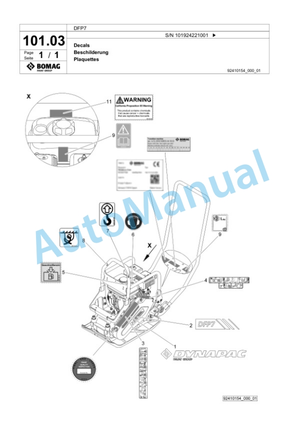 Bomag DFP7 Vibratory Plate Compactor Spare Parts Catalogue 00825609 4 Bomag DFP7 Vibratory Plate Compactor Spare Parts Catalogue 00825609-4