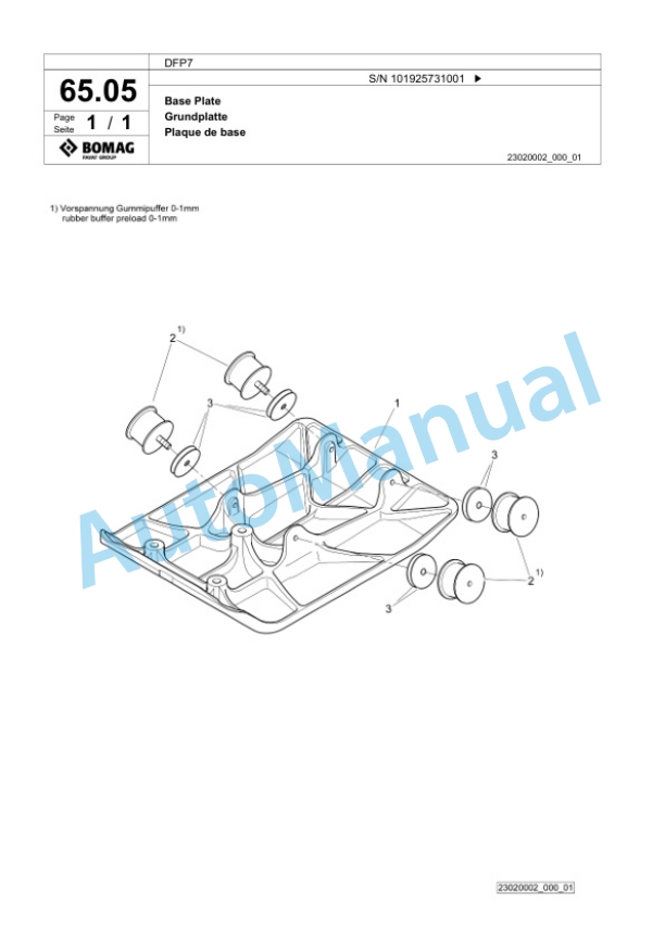 Bomag DFP7 Vibratory Plate Compactor Spare Parts Catalogue 00827019-3
