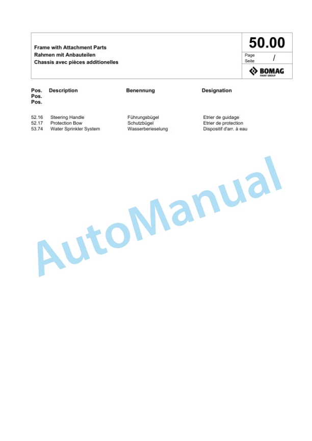 Bomag DFP7AX Vibratory Plate Compactor Spare Parts Catalogue 00826131-2