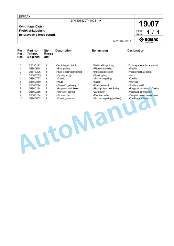 Bomag DFP7AX Vibratory Plate Compactor Spare Parts Catalogue 00827021 2 Bomag DFP7AX Vibratory Plate Compactor Spare Parts Catalogue 00827021-2