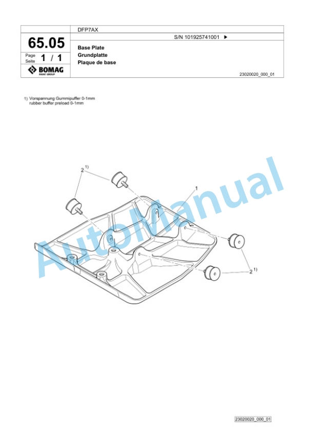 Bomag DFP7AX Vibratory Plate Compactor Spare Parts Catalogue 00827021 3 Bomag DFP7AX Vibratory Plate Compactor Spare Parts Catalogue 00827021-3