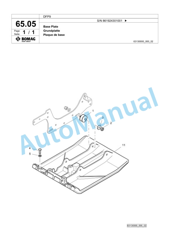 Bomag DFP9 Vibratory Plate Compactor Spare Parts Catalogue 00825395 3 Bomag DFP9 Vibratory Plate Compactor Spare Parts Catalogue 00825395-3