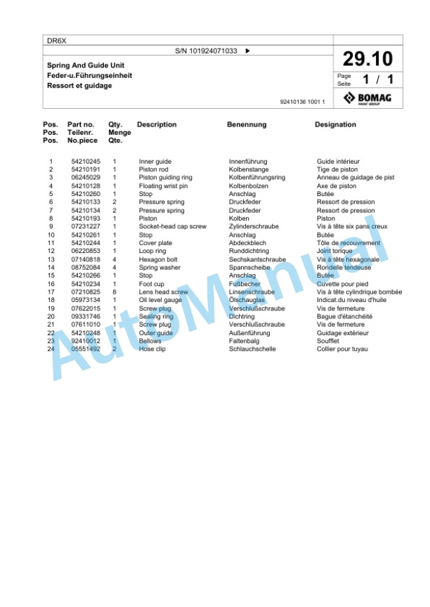 Bomag DR6X Vibratory Tamper Spare Parts Catalogue 00825589 2 Bomag DR6X Vibratory Tamper Spare Parts Catalogue 00825589-2