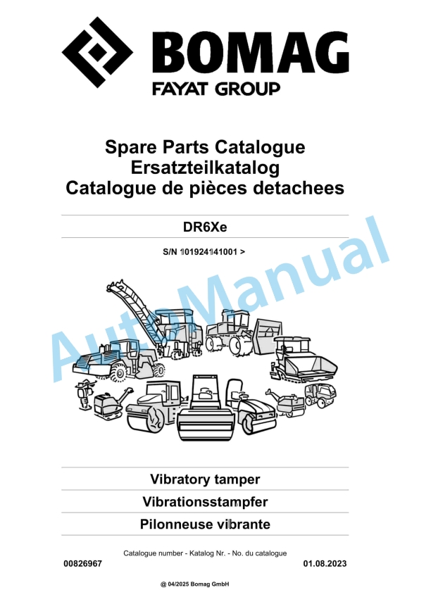Bomag DR6Xe Vibratory Tamper Spare Parts Catalogue 00826967