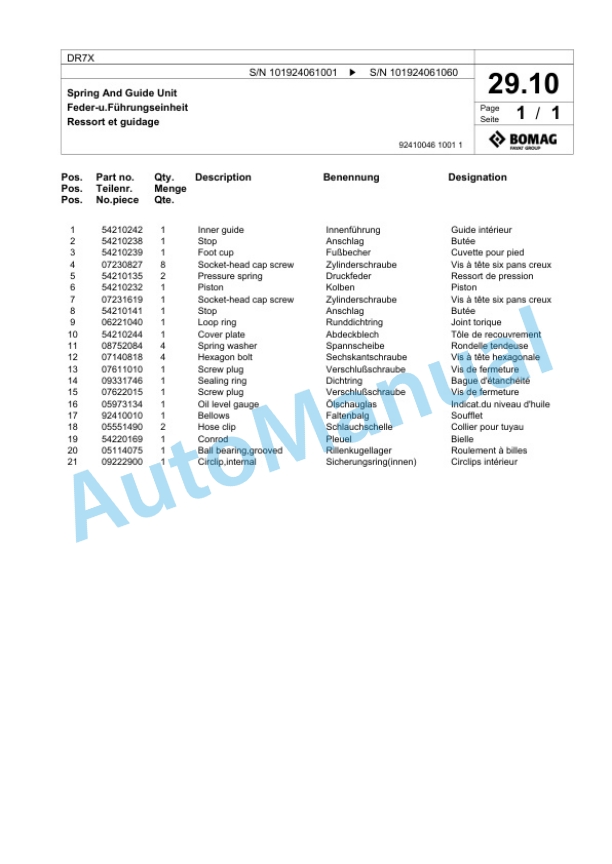Bomag DR7X Vibratory Tamper Spare Parts Catalogue 00825413 2 Bomag DR7X Vibratory Tamper Spare Parts Catalogue 00825413-2