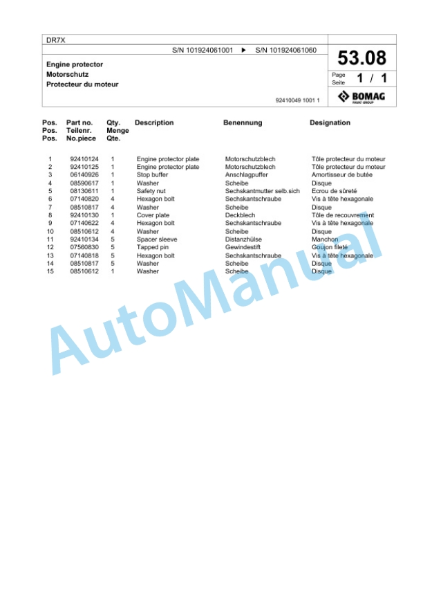 Bomag DR7X Vibratory Tamper Spare Parts Catalogue 00825413 3 Bomag DR7X Vibratory Tamper Spare Parts Catalogue 00825413-3