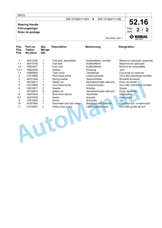 Bomag DR7X Vibratory Tamper Spare Parts Catalogue 00825583 3 Bomag DR7X Vibratory Tamper Spare Parts Catalogue 00825583-3