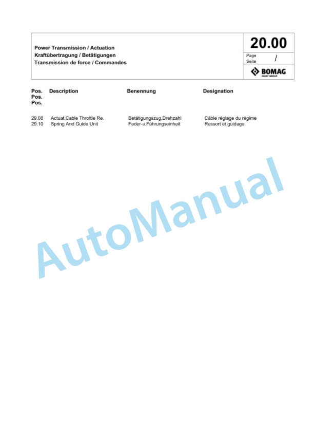 Bomag DR7X Vibratory Tamper Spare Parts Catalogue 00825585 2 Bomag DR7X Vibratory Tamper Spare Parts Catalogue 00825585-2