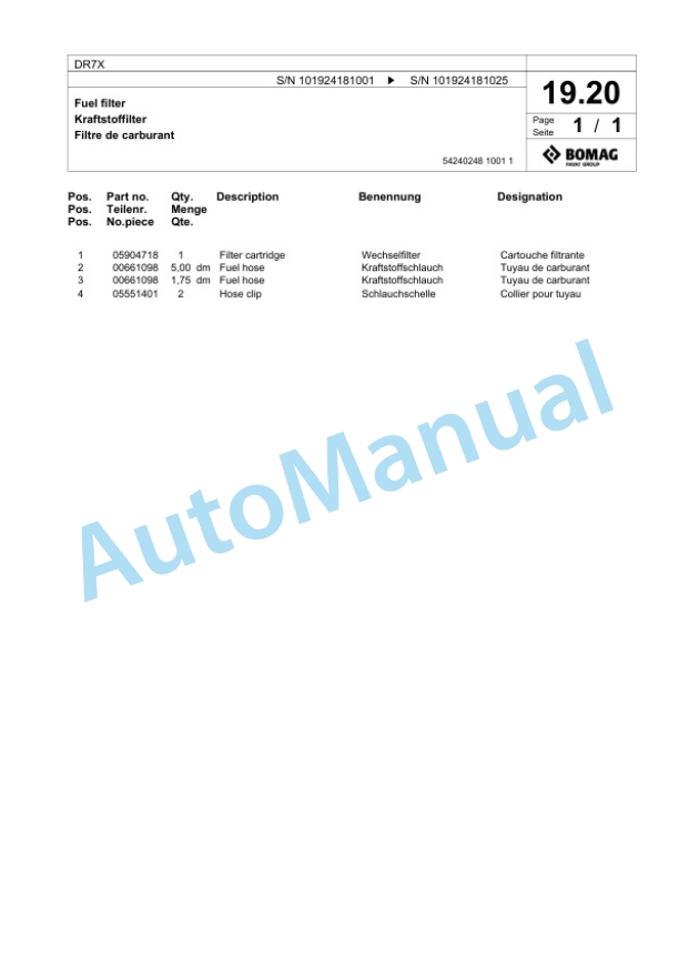 Bomag DR7X Vibratory Tamper Spare Parts Catalogue 00826893 2 Bomag DR7X Vibratory Tamper Spare Parts Catalogue 00826893-2