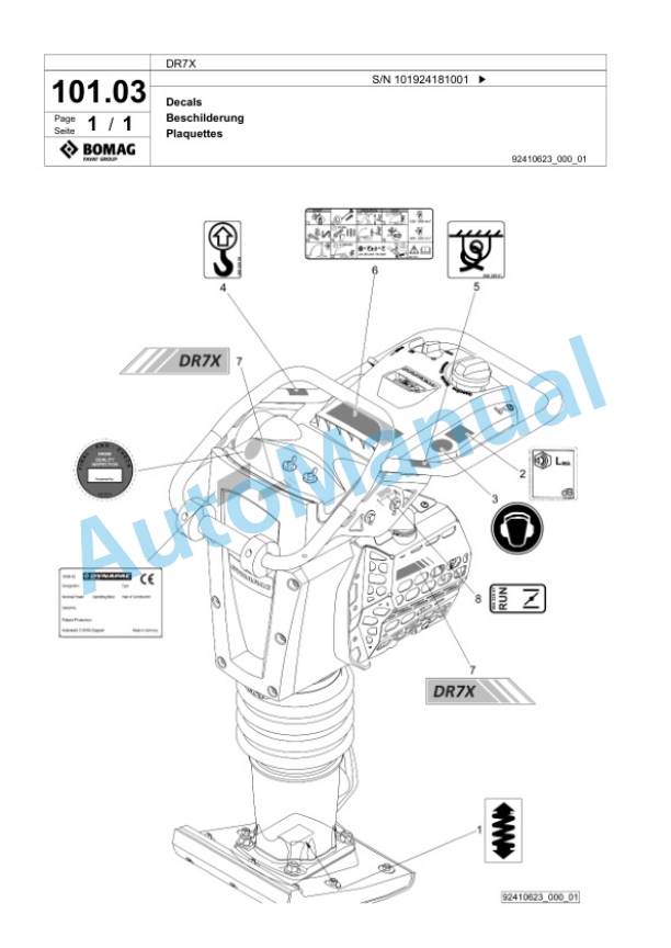 Bomag DR7X Vibratory Tamper Spare Parts Catalogue 00826893 5 Bomag DR7X Vibratory Tamper Spare Parts Catalogue 00826893-5