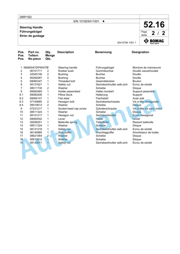 Bomag DRP15D Vibratory Plate Compactor Spare Parts Catalogue 00826525 3 Bomag DRP15D Vibratory Plate Compactor Spare Parts Catalogue 00826525-3