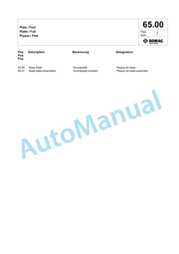 Bomag DRP20 Vibratory Plate Compactor Spare Parts Catalogue 00825607 3 Bomag DRP20 Vibratory Plate Compactor Spare Parts Catalogue 00825607-3