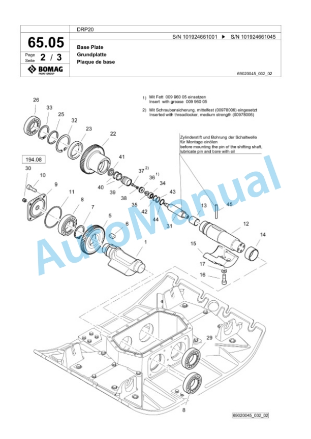 Bomag DRP20 Vibratory Plate Compactor Spare Parts Catalogue 00825939 3 Bomag DRP20 Vibratory Plate Compactor Spare Parts Catalogue 00825939-3