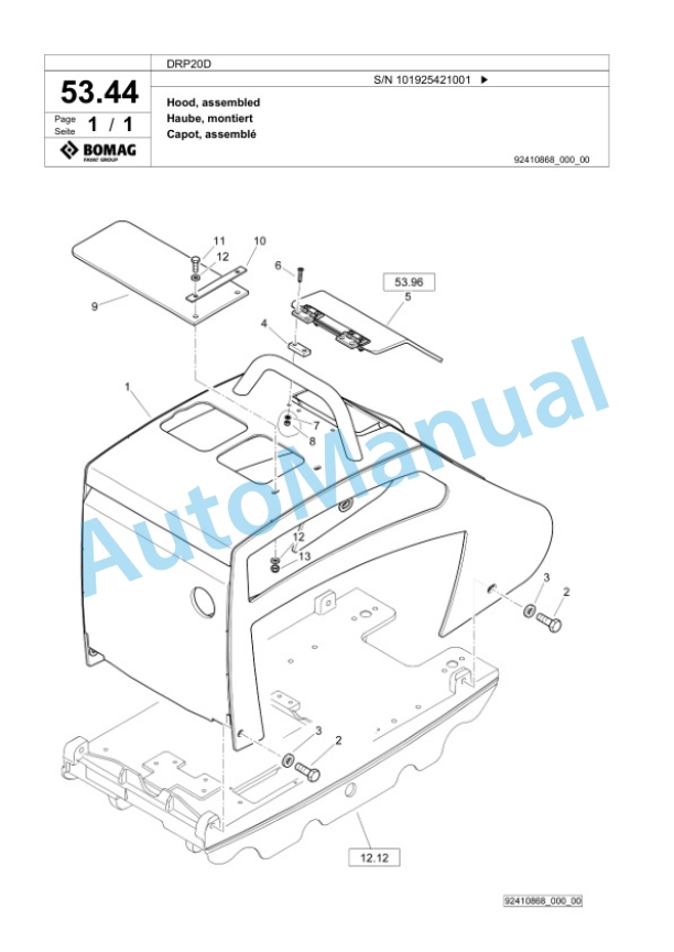 Bomag DRP20D Vibratory Plate Compactor Spare Parts Catalogue 00826527 3 Bomag DRP20D Vibratory Plate Compactor Spare Parts Catalogue 00826527-3