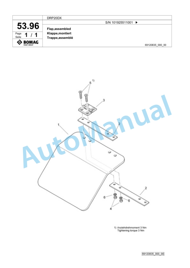 Bomag DRP20DX Vibratory Plate Compactor Spare Parts Catalogue 00826617 3 Bomag DRP20DX Vibratory Plate Compactor Spare Parts Catalogue 00826617-3
