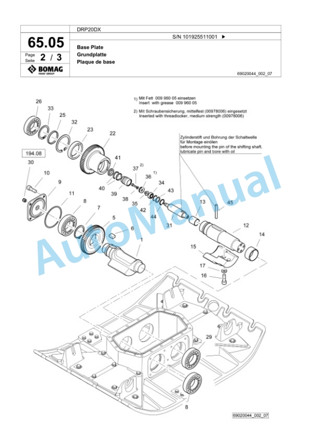 Bomag DRP20DX Vibratory Plate Compactor Spare Parts Catalogue 00826617 4 Bomag DRP20DX Vibratory Plate Compactor Spare Parts Catalogue 00826617-4