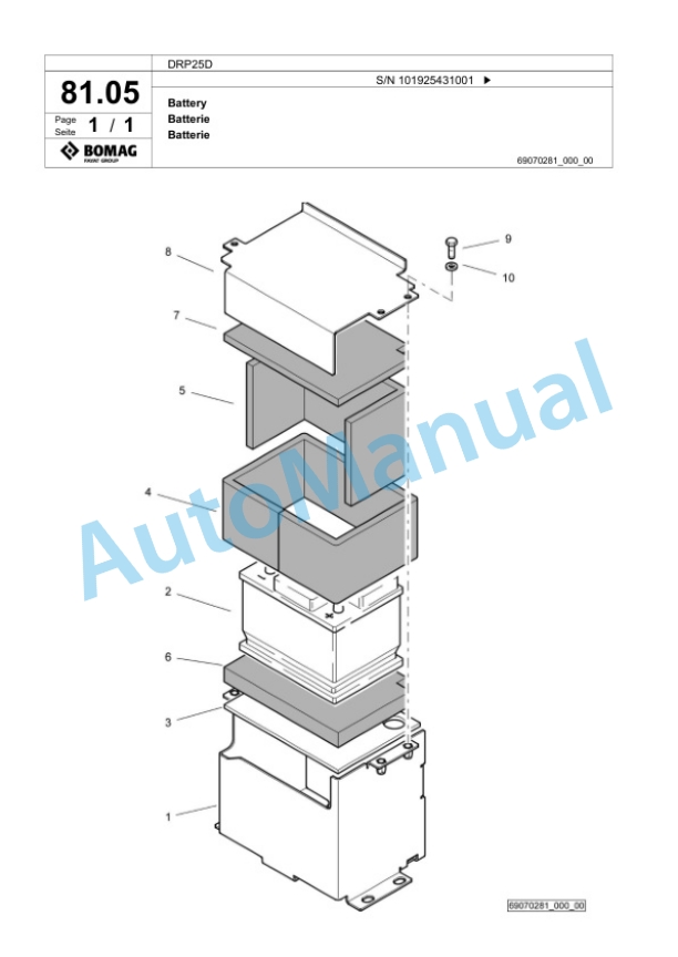 Bomag DRP25D Vibratory Plate Compactor Spare Parts Catalogue 00826529 5 Bomag DRP25D Vibratory Plate Compactor Spare Parts Catalogue 00826529-5
