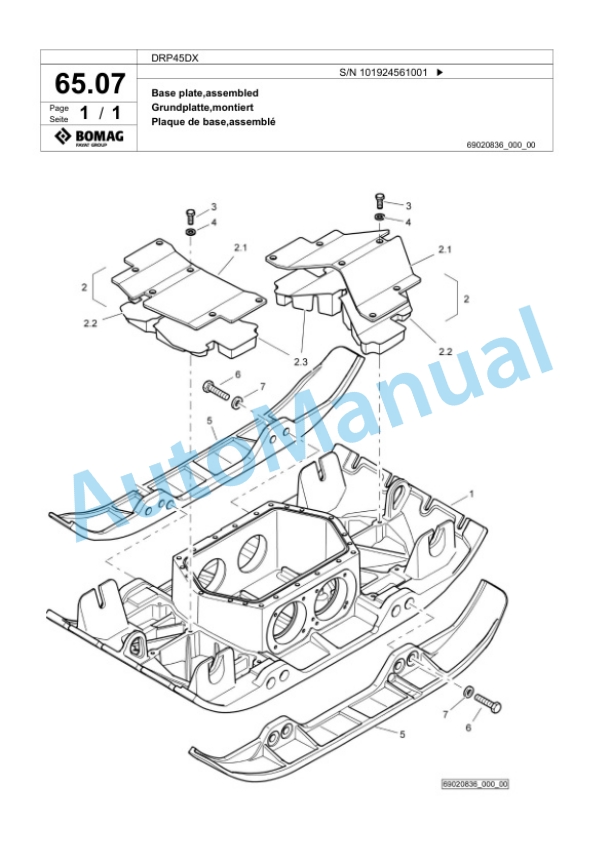 Bomag DRP45DX Vibratory Plate Compactor Spare Parts Catalogue 00825423 4 Bomag DRP45DX Vibratory Plate Compactor Spare Parts Catalogue 00825423-4