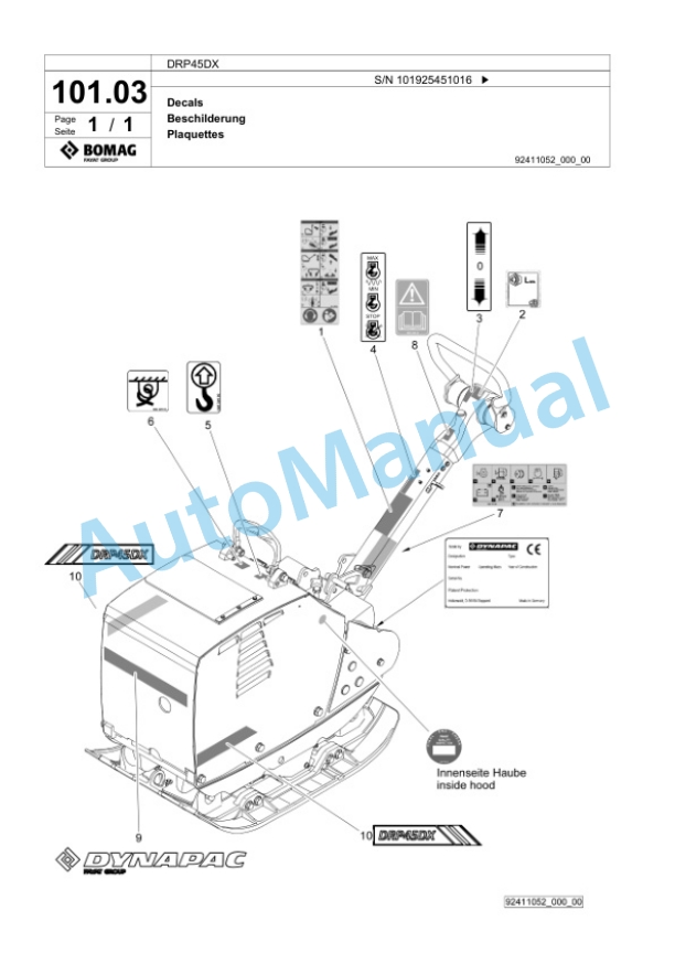 Bomag DRP45DX Vibratory Plate Compactor Spare Parts Catalogue 00826533 5 Bomag DRP45DX Vibratory Plate Compactor Spare Parts Catalogue 00826533-5