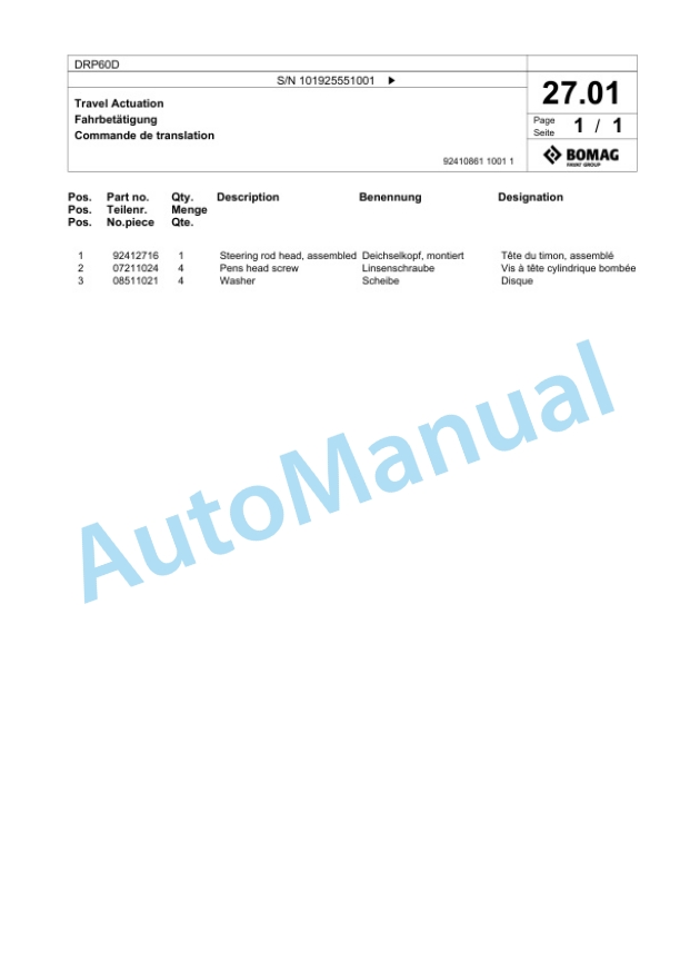 Bomag DRP60D Vibratory Plate Compactor Spare Parts Catalogue 00826747 2 Bomag DRP60D Vibratory Plate Compactor Spare Parts Catalogue 00826747-2