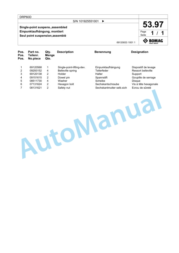Bomag DRP60D Vibratory Plate Compactor Spare Parts Catalogue 00826747 3 Bomag DRP60D Vibratory Plate Compactor Spare Parts Catalogue 00826747-3