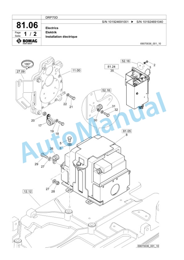 Bomag DRP70D Vibratory Plate Compactor Spare Parts Catalogue 00825947 5 Bomag DRP70D Vibratory Plate Compactor Spare Parts Catalogue 00825947-5