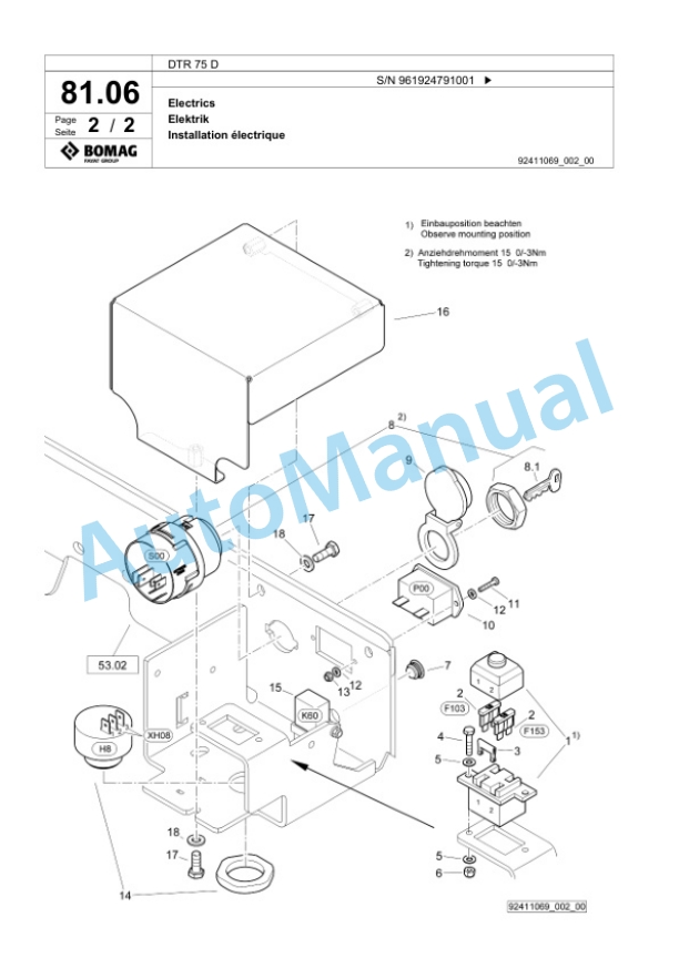 Bomag DTR 75 D Double Vibratory Roller Spare Parts Catalogue 00826587 4 Bomag DTR 75 D Double Vibratory Roller Spare Parts Catalogue 00826587-4