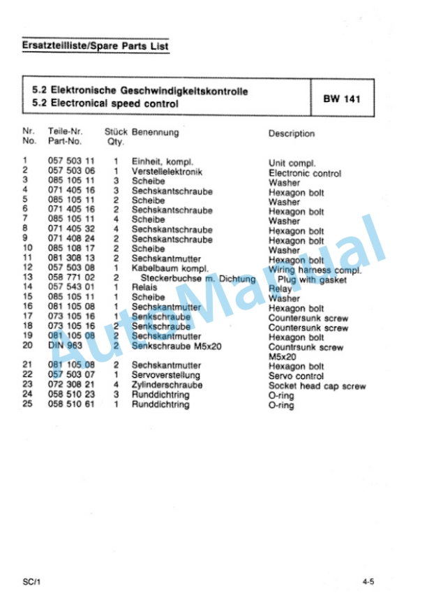 Bomag Electronical Speed Control Spare Parts Catalogue 00814710-3