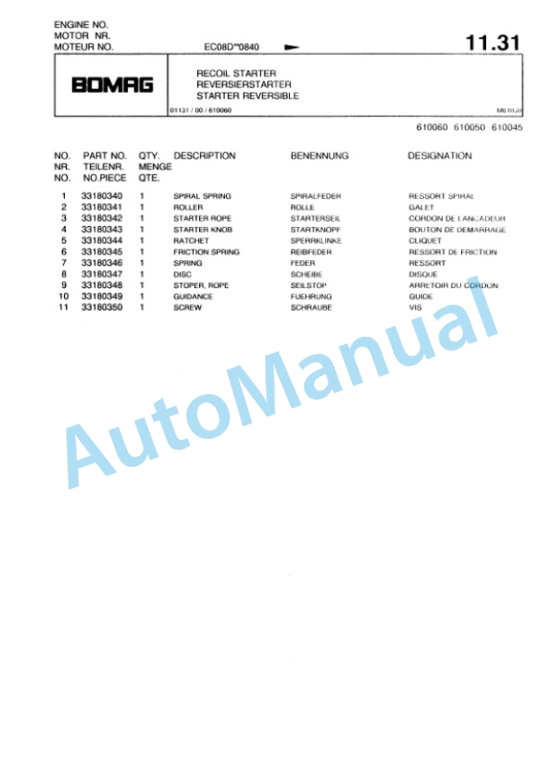 Bomag Engine Spare Parts Catalogue 00817736 2 Bomag Engine Spare Parts Catalogue 00817736-2