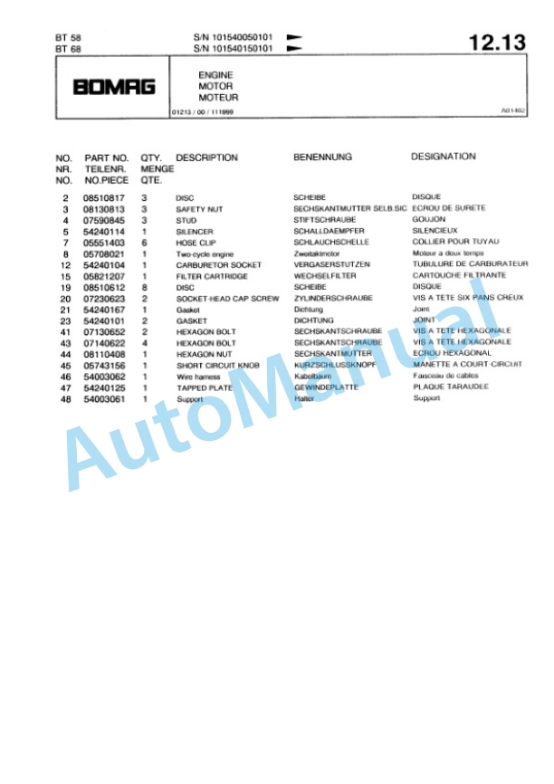 Bomag Engine Spare Parts Catalogue 00817736 5 Bomag Engine Spare Parts Catalogue 00817736-5