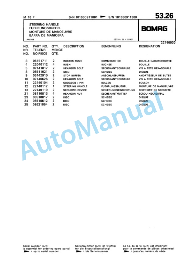 Bomag M1 P Vibratory Plate Compactor Spare Parts Catalogue 00816417 5 Bomag M1 P Vibratory Plate Compactor Spare Parts Catalogue 00816417-5