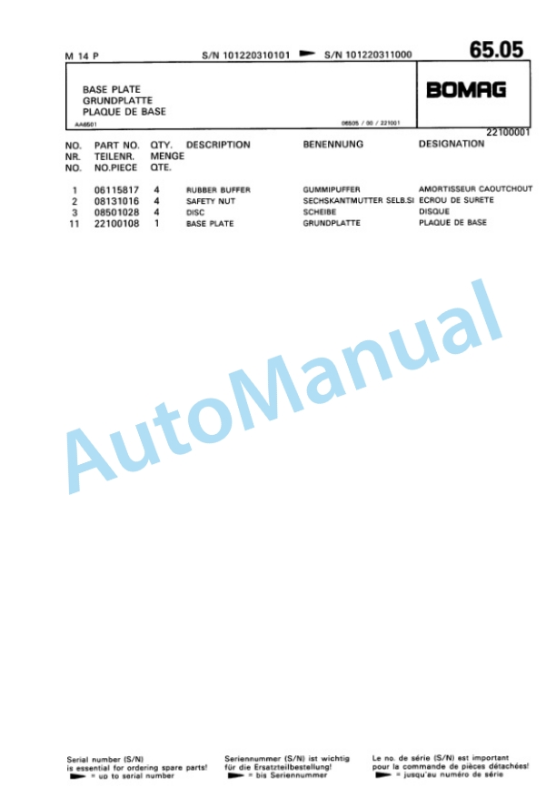 Bomag M14P, M18P Vibratory Plate Compactor Spare Parts Catalogue 00815001 5 Bomag M14P, M18P Vibratory Plate Compactor Spare Parts Catalogue 00815001-5