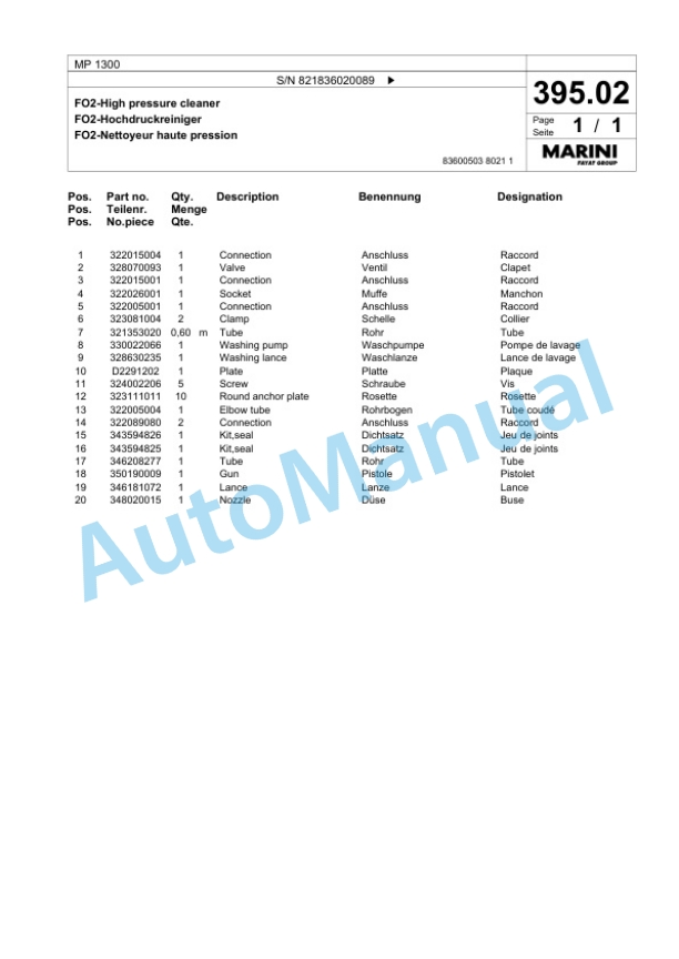 Bomag MP 1300 Cold Milling Planer Spare Parts Catalogue 00800603 3 Bomag MP 1300 Cold Milling Planer Spare Parts Catalogue 00800603-3
