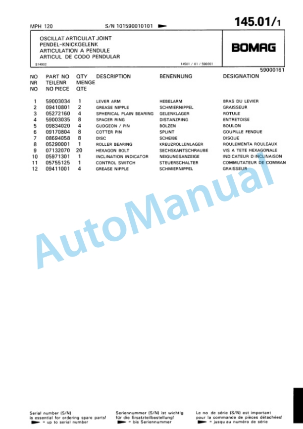 Bomag MPH 120 Soil Stabilizer - Asphalt Recycler Spare Parts Catalogue 00810183 5 Bomag MPH 120 Soil Stabilizer - Asphalt Recycler Spare Parts Catalogue 00810183-5